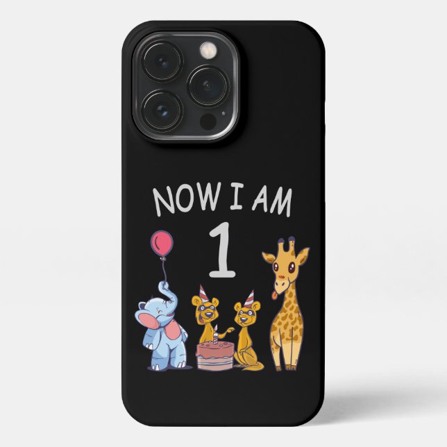 Now I am 1 year old 1st Birthday at the Zoo iPhone Case (Back)