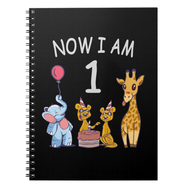 Now I am 1 year old 1st Birthday at the Zoo Notebook (Front)
