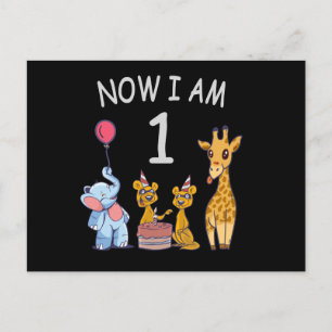 Now I am 1 year old 1st Birthday at the Zoo Postcard
