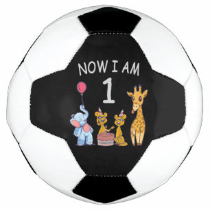 Now I am 1 year old 1st Birthday at the Zoo Soccer Ball