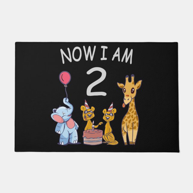 Now I am 2 year old 2nd Birthday at the Zoo Doormat (Front)