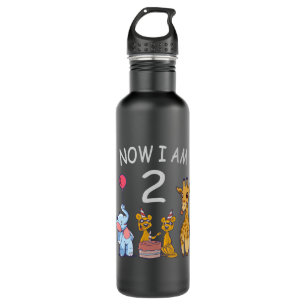 Now I am 2 years old 2nd Birthday at the Zoo 710 Ml Water Bottle