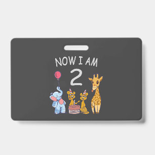 Now I am 2 years old 2nd Birthday at the Zoo T-Shi Badge