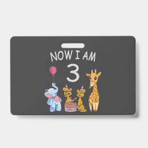 Now I am 3 year old 3rd Birthday at the Zoo Badge
