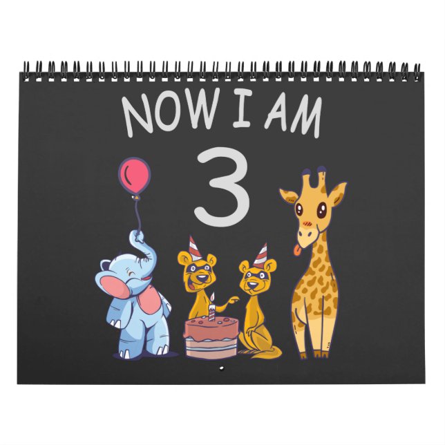 Now I am 3 year old 3rd Birthday at the Zoo Calendar (Cover)