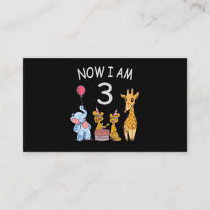 Now I am 3 year old 3rd Birthday at the Zoo Enclosure Card