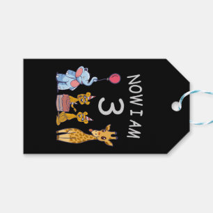 Now I am 3 year old 3rd Birthday at the Zoo Gift Tags