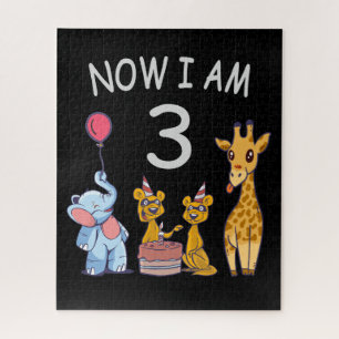 Now I am 3 year old 3rd Birthday at the Zoo Jigsaw Puzzle