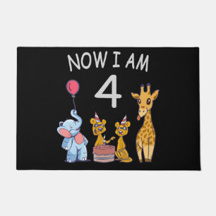 Now I am 4 year old 4th Birthday at the Zoo Doormat