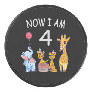 Now I am 4 year old 4th Birthday at the Zoo Hockey Puck