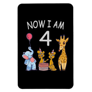 Now I am 4 year old 4th Birthday at the Zoo Magnet