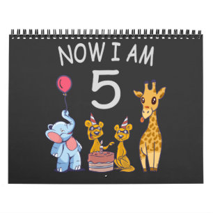 Now I am 5 years old 5th Birthday at the Zoo Calendar