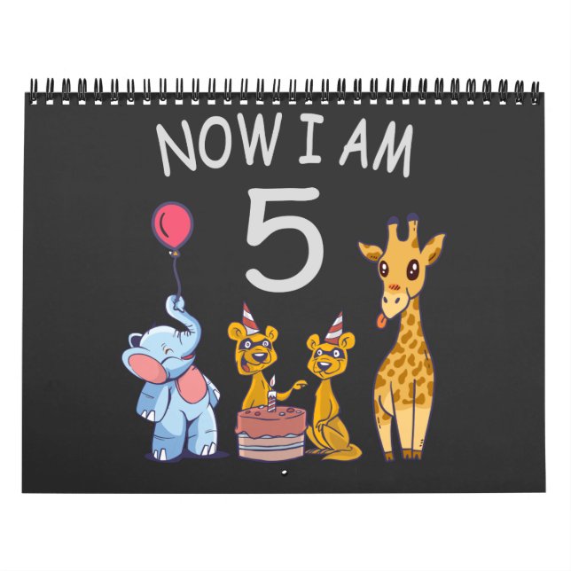 Now I am 5 years old 5th Birthday at the Zoo Calendar (Cover)