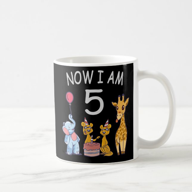 Now I am 5 years old 5th Birthday at the Zoo Coffee Mug (Right)