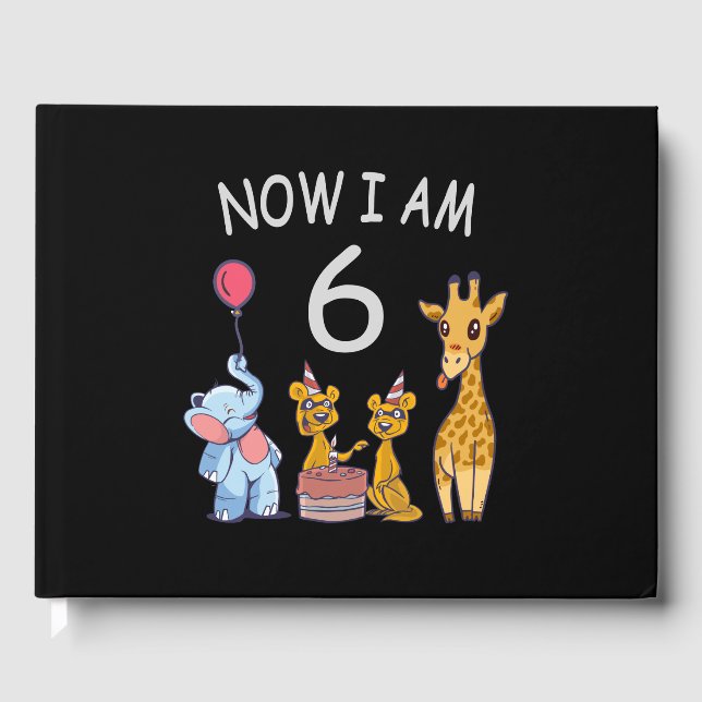 Now I am 6 years old 6th Birthday at the Zoo Guest Book (Front)
