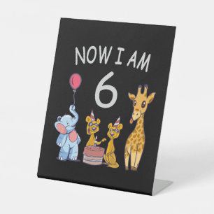 Now I am 6 years old 6th Birthday at the Zoo Pedestal Sign