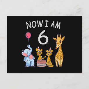 Now I am 6 years old 6th Birthday at the Zoo Postcard
