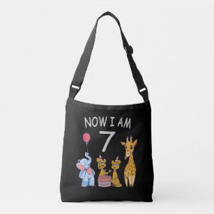 Now I am 7 years old 7th Birthday at the Zoo Crossbody Bag