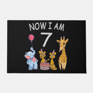 Now I am 7 years old 7th Birthday at the Zoo Doormat