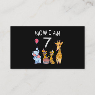 Now I am 7 years old 7th Birthday at the Zoo Enclosure Card