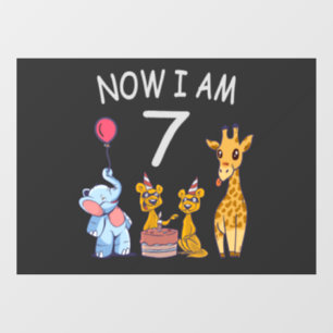 Now I am 7 years old 7th Birthday at the Zoo Window Cling