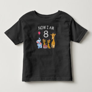 Now I am 8 years old 8th Birthday at the Zoo Toddler T-shirt