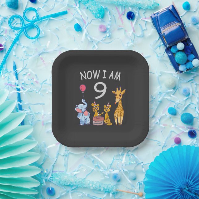 Now I am 9 years old 9th Birthday at the Zoo Paper Plate (Party)