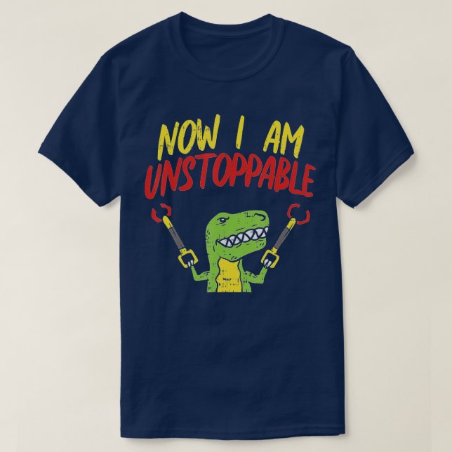 Now I Am Unstoppable Trex Funny Dinosaur Robot Cla T-Shirt (Design Front)