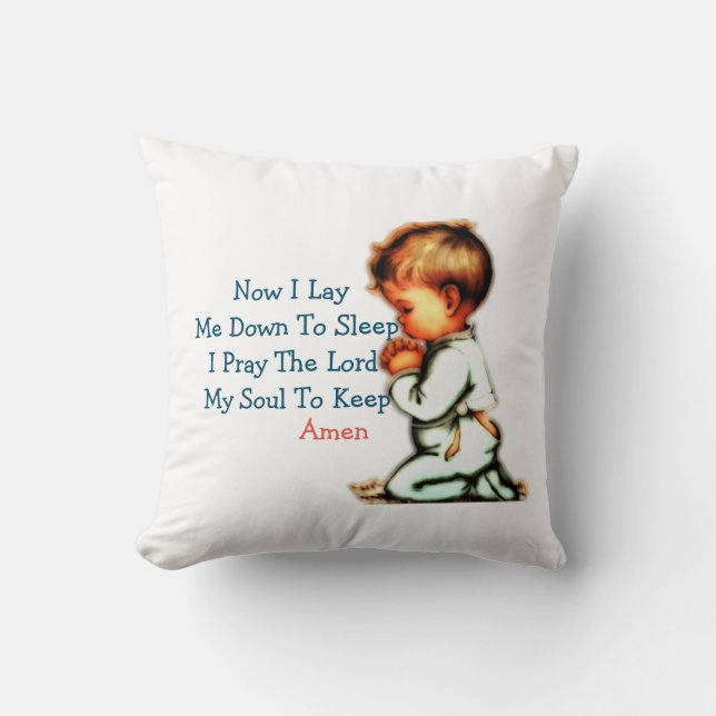 Now I Lay Me Down To sleep Children Prayer Throw Pillow (Front)