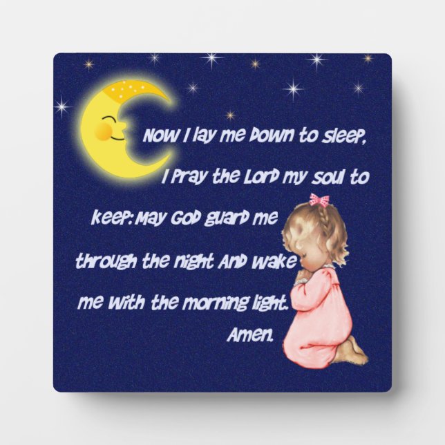 Now I Lay Me Down To Sleep Plaque (Front)