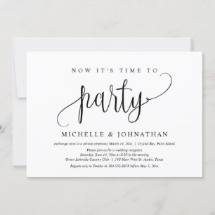 Now it's Time To Party, Post Wedding Elopement Invitation