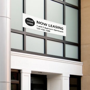 Now Leasing Apartments Black and White Your Logo Banner