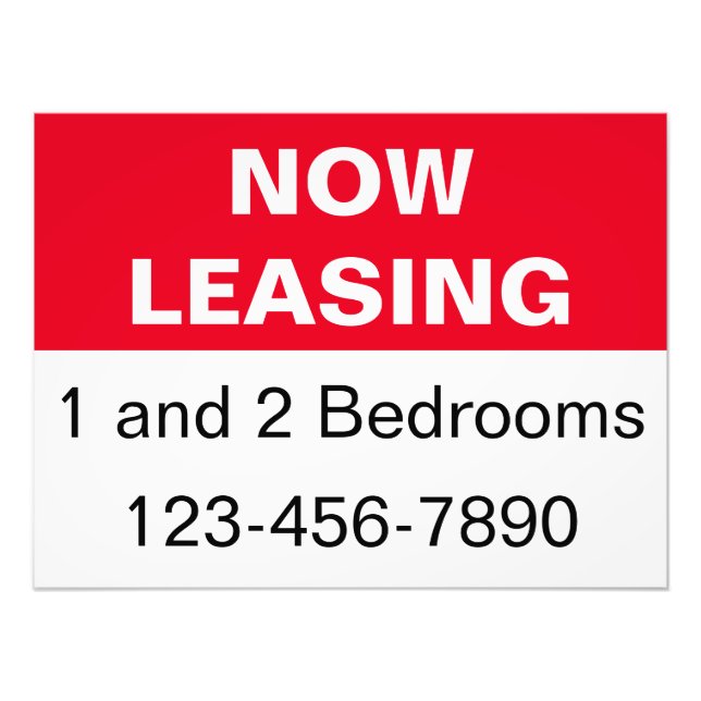 Now Leasing Red Black & White Apartments for Rent Photo Print (Front)