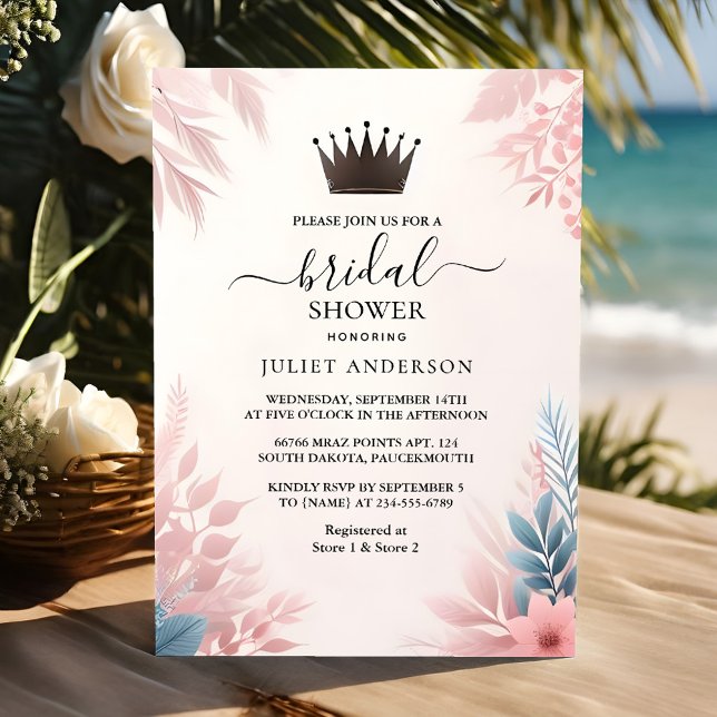 Now Long Tulle Regal Glam Blush Pink Bridal Shower Invitation (Creator Uploaded)