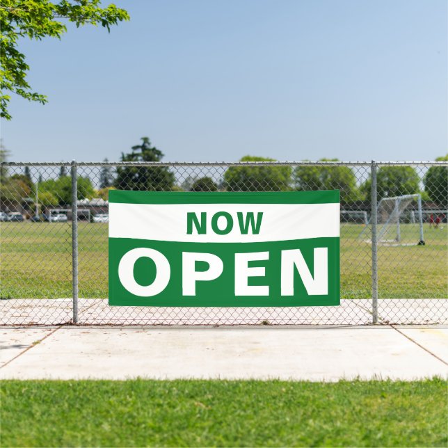 Now Open Business Green White Large Outdoor Sign (Insitu)
