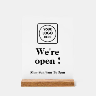 Now Open Logo   Custom Business Opening Times Sign
