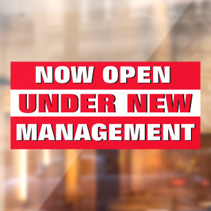 Now Open Under New Management Small Business  Window Cling