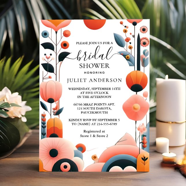 Now Orange 70s 80s 90s Pink Colourful Bridal Showe Invitation (Creator Uploaded)