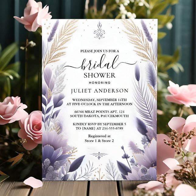 Now Plum Fall Summer Lavender Sage Bridal Shower Invitation (Creator Uploaded)
