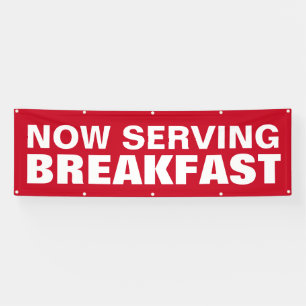 Now Serving Breakfast Red Bold Business Sign