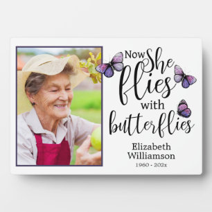 Now She Flies With Butterflies Memorial Photo Plaque