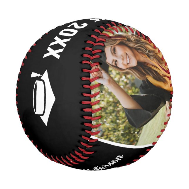 Now Then Graduation Milestone Photo Party Black Baseball (Angled)
