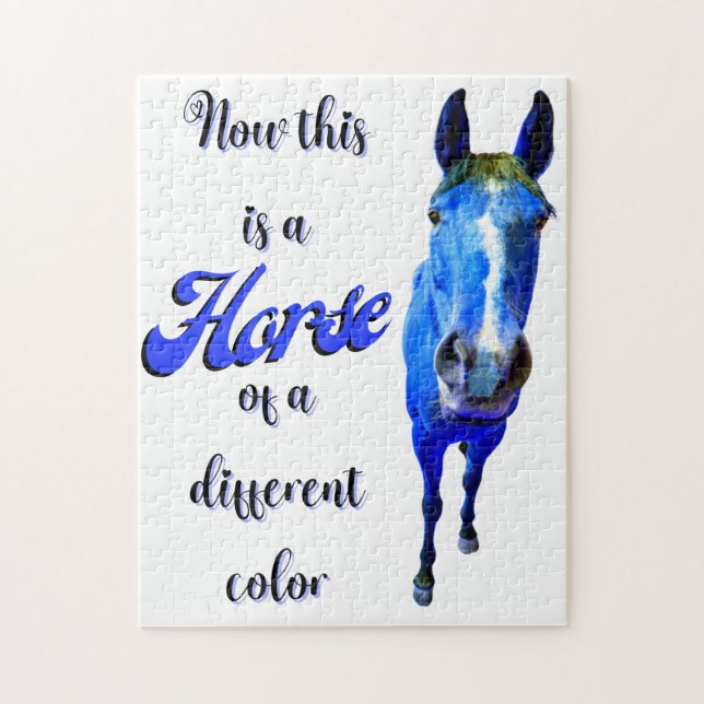 Now This Is A Horse Of A Different Colour in Blue Jigsaw Puzzle (Vertical)