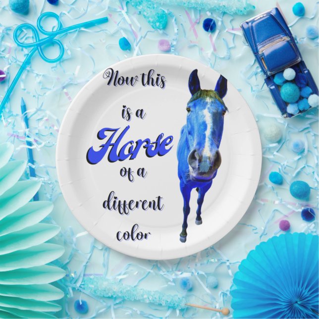 Now This Is A Horse Of A Different Colour in Blue Paper Plate (Party)