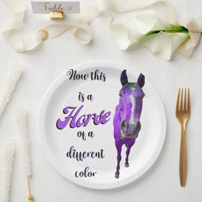 Now This Is A Horse Of A Different Colour Purple Paper Plate (Wedding)