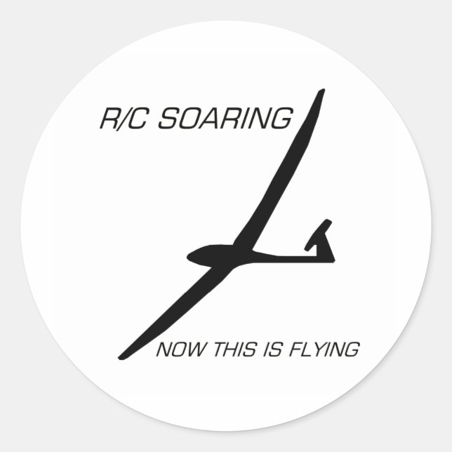 NOW THIS IS FLYING ... Black Glider Classic Round Sticker (Front)