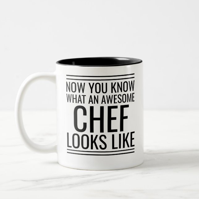 Now You Know What An Awesome Chef Looks Like Two-Tone Coffee Mug (Left)