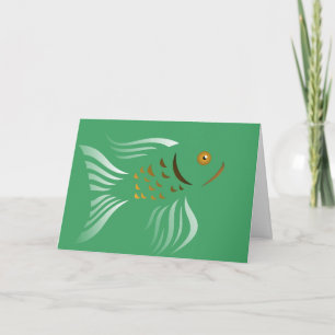 Nowruz Goldfish Green Background Card