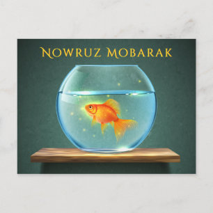 Nowruz Mobarak Goldfish in Bowl Postcard