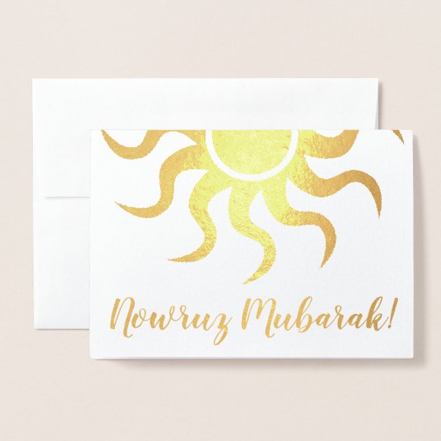 nowruz mubarak! gold foil sun foil card (Front With Envelope)
